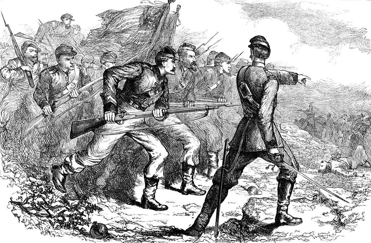 Anklagen for de føderale i Korinth, amerikansk borgerkrig, c1880 af Unbekannt