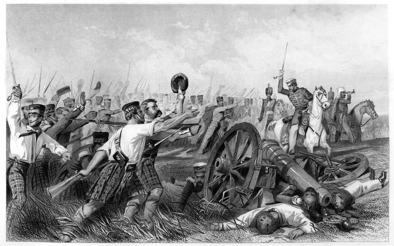 Anklagen for Highlanders før Cawnpore, under General Havelock, 1857, c1860 af Unbekannt