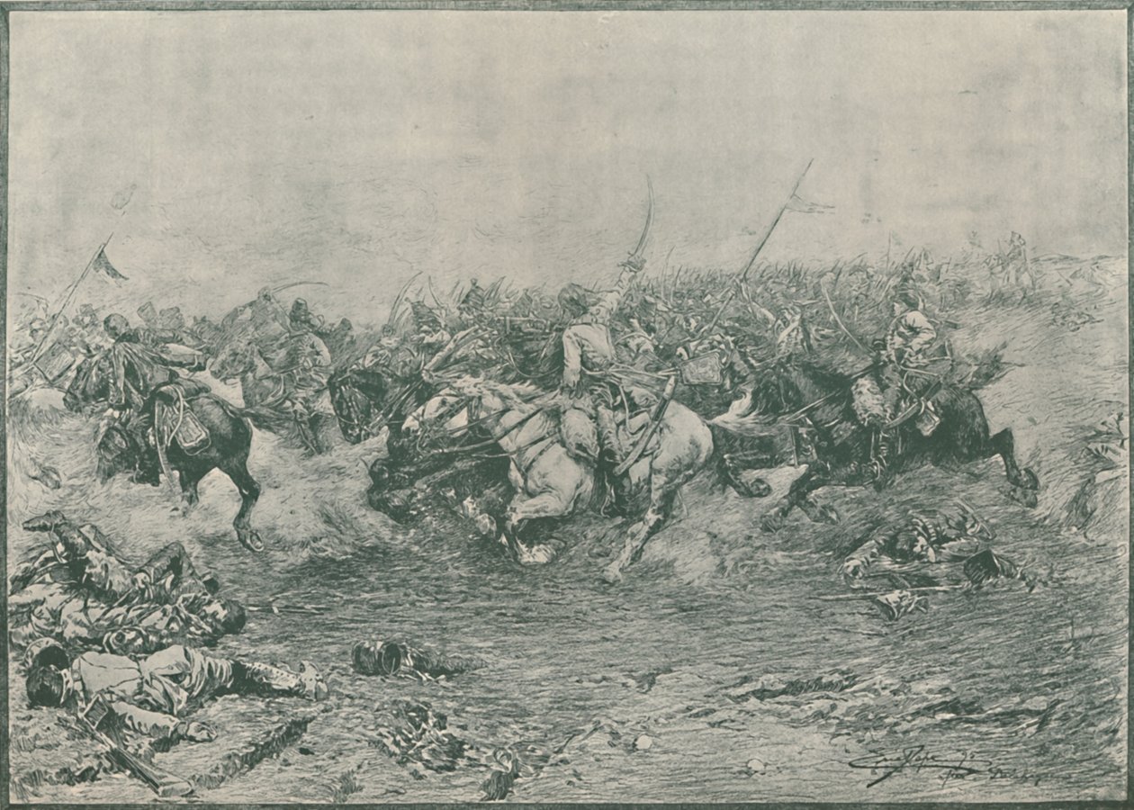 Anklagen for de tolvte husarer i slaget ved Marengo, 1800, 1896. af Unbekannt