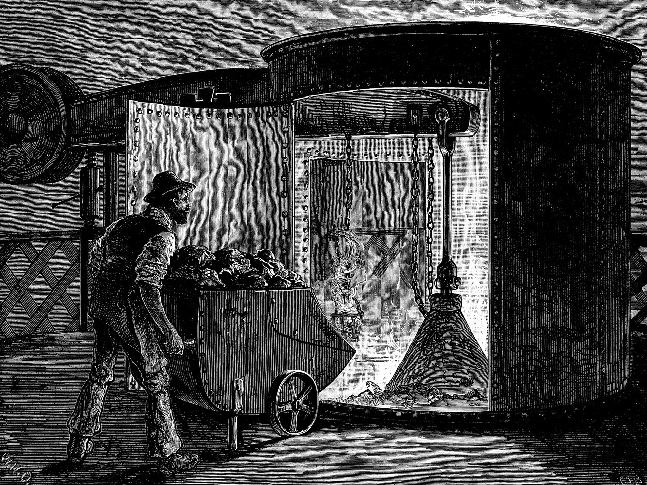 Lader en højovn på Govan Iron Works, Skotland, c1885 af Unbekannt