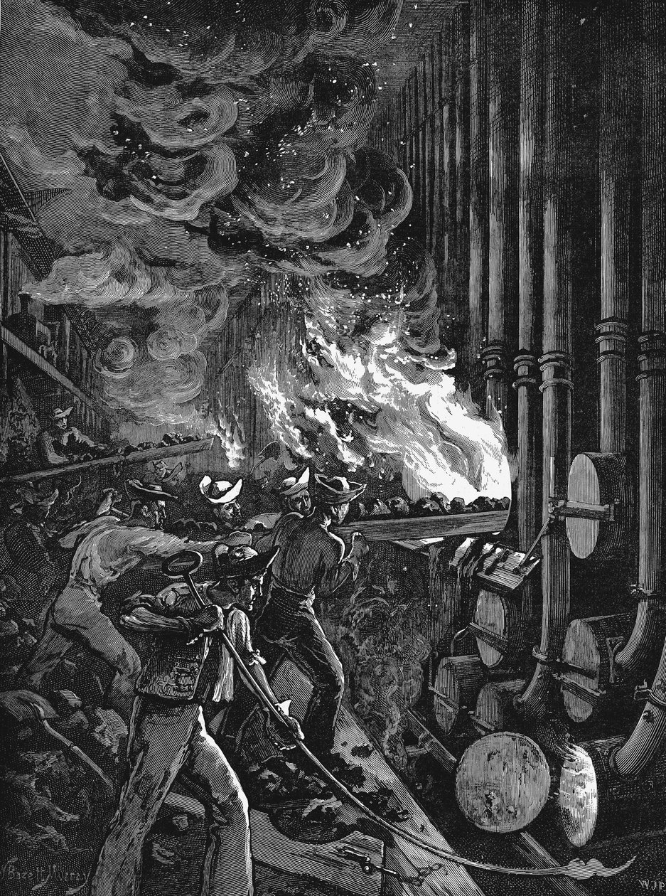 Opladning af replikkerne på Beckton gasværk, London, 1878 af Unbekannt