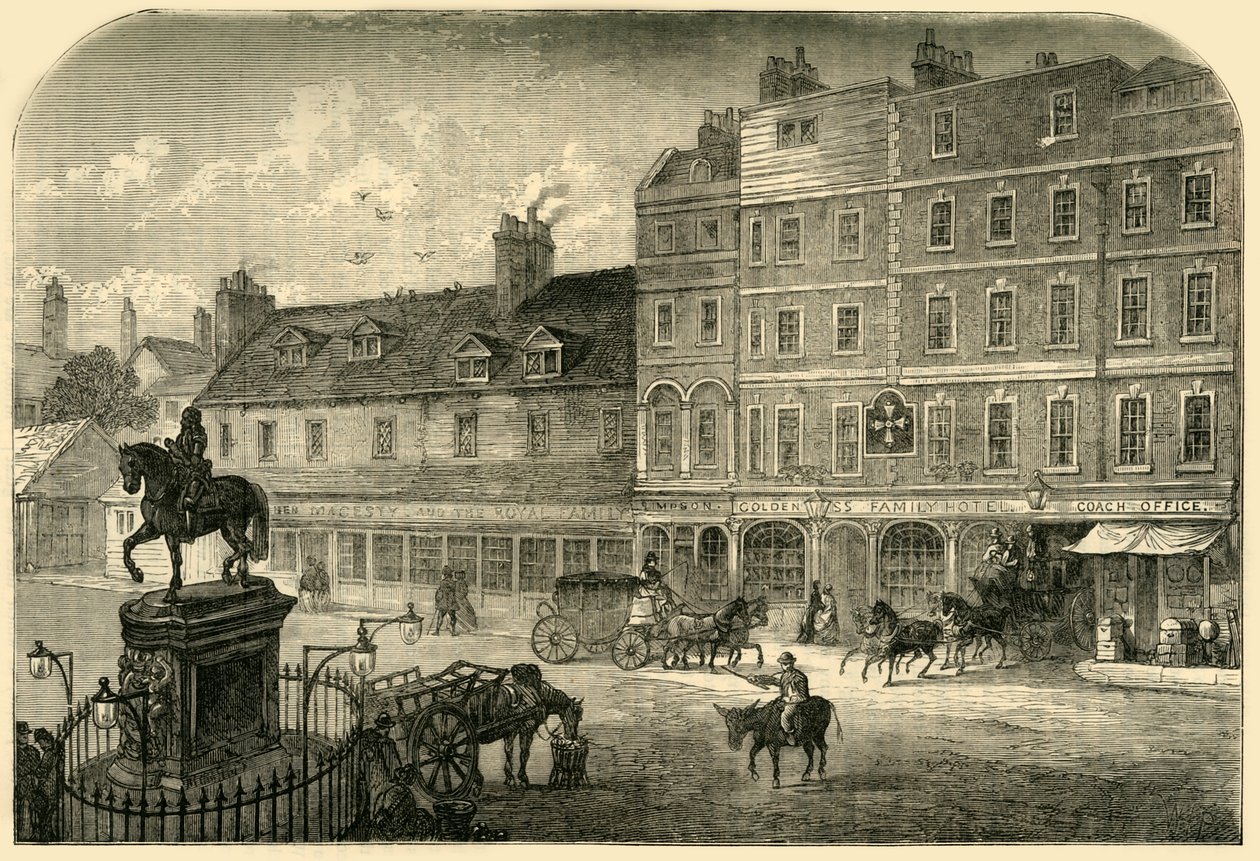 Charing Cross fra Northumberland House i 1750, 1881. af Unbekannt