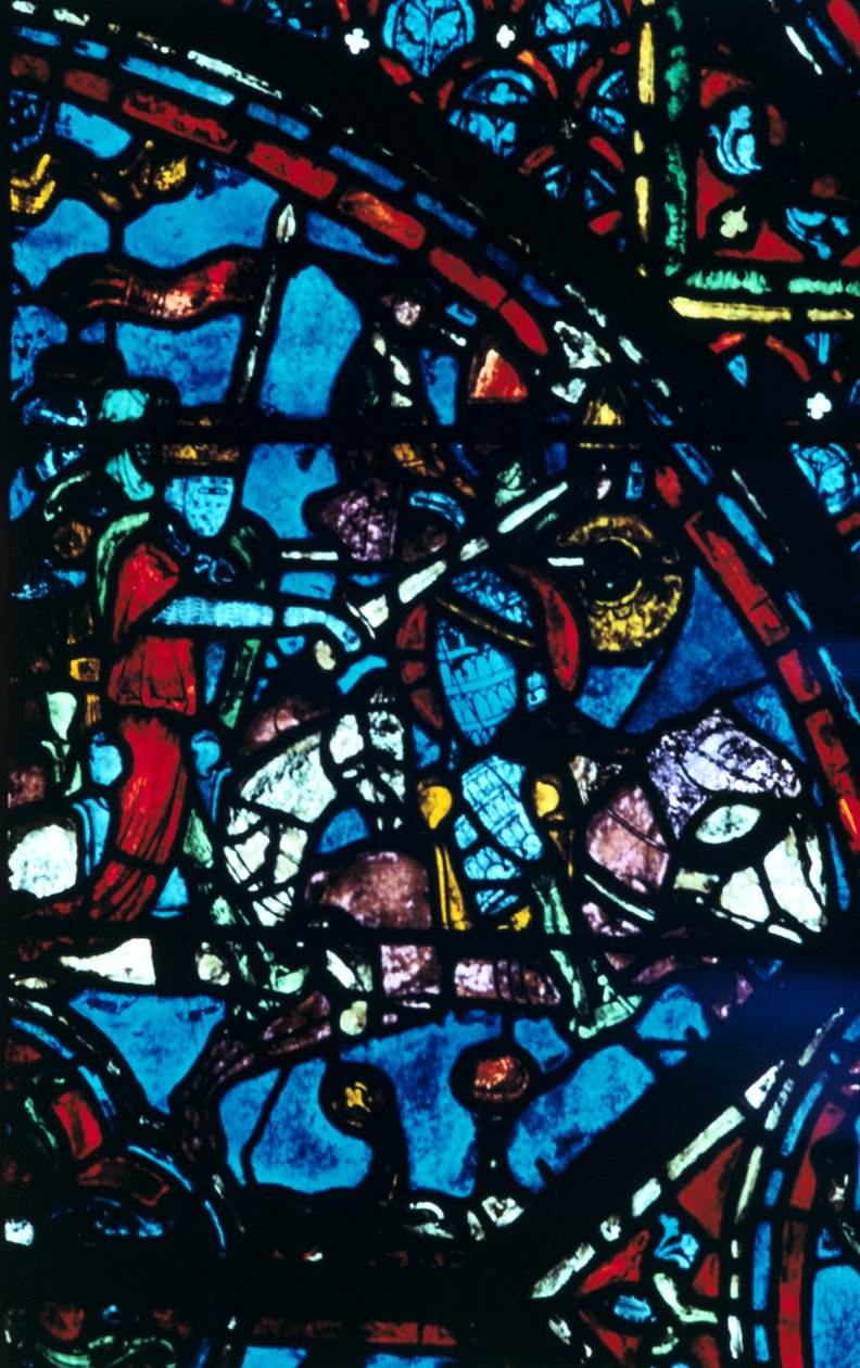 Karl den Store kæmper mod saracenerne, farvet glas, Chartres-katedralen, Frankrig, c1225 af Unbekannt