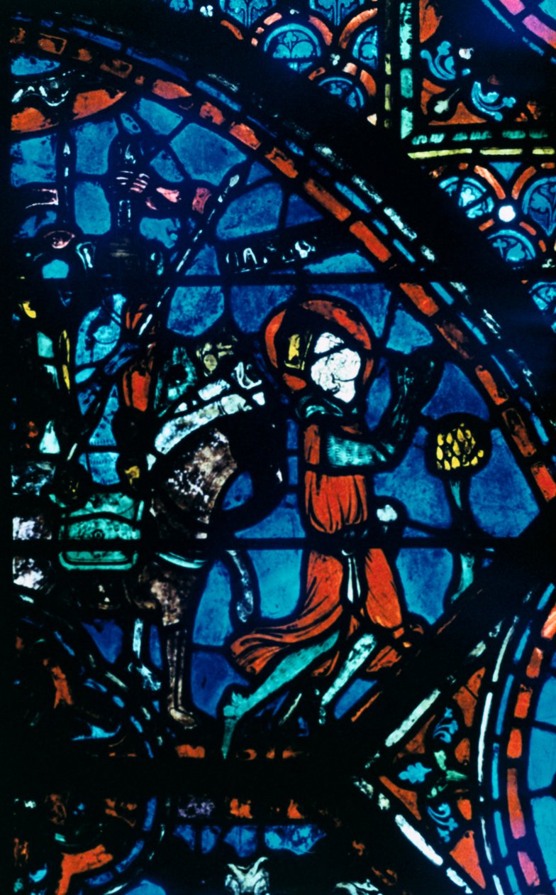 Charlemagne beder, farvet glas, Chartres Cathedral, Frankrig, c1225 af Unbekannt