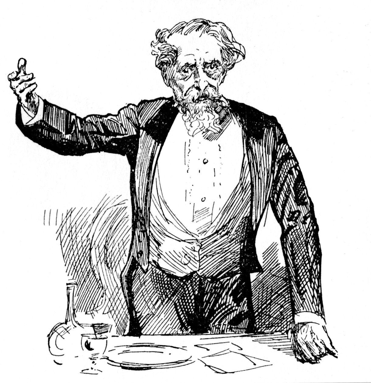 Charles Dickens holder en tale efter middagen, c1860