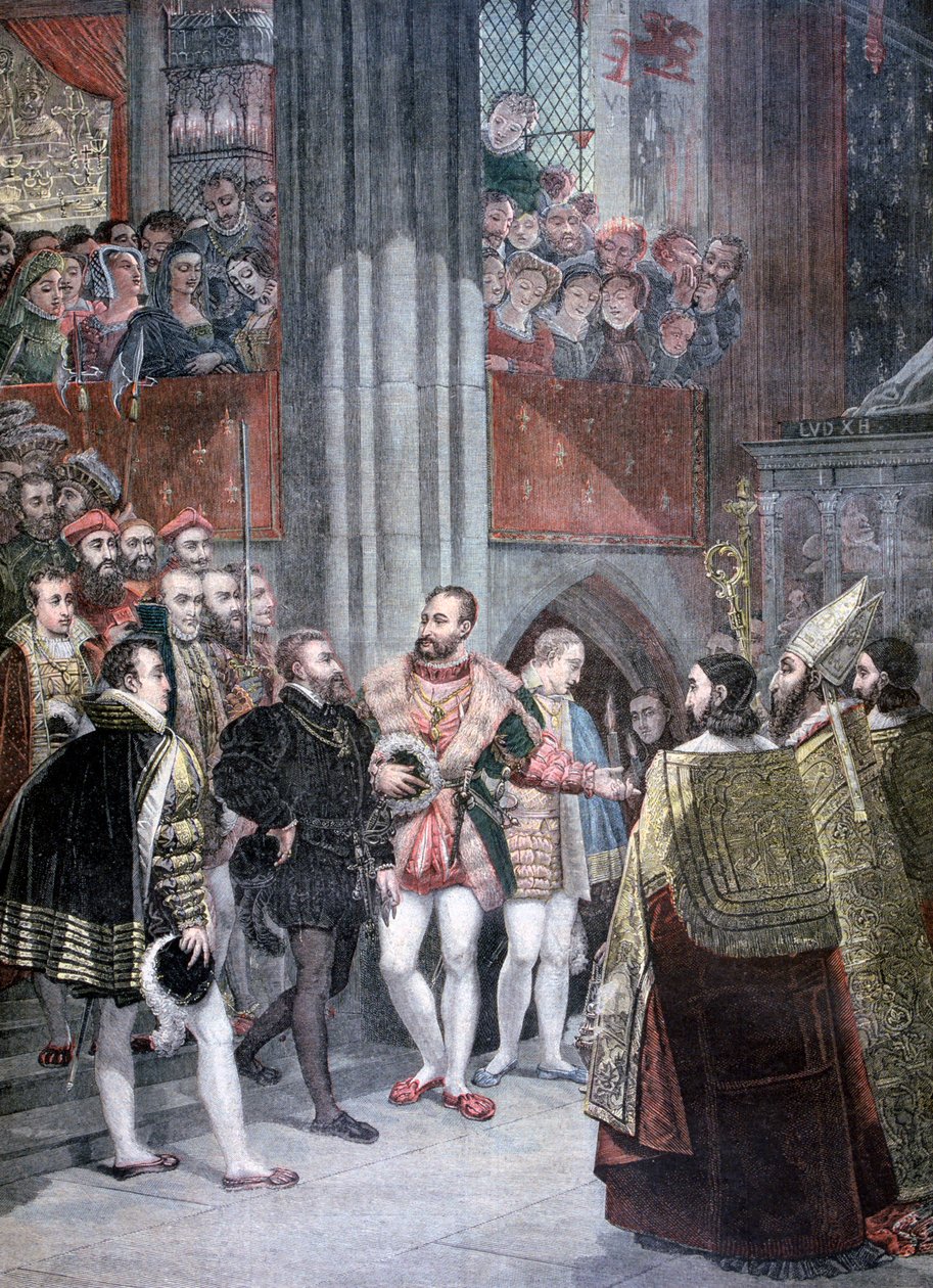 Charles I og Charles Quint i Basilica of Saint Denis, Paris, 1893 af Unbekannt
