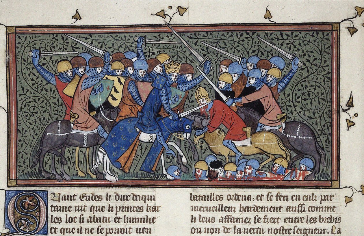 Charles Martel i slaget ved Tours, ca 1332-1350. af Unbekannt