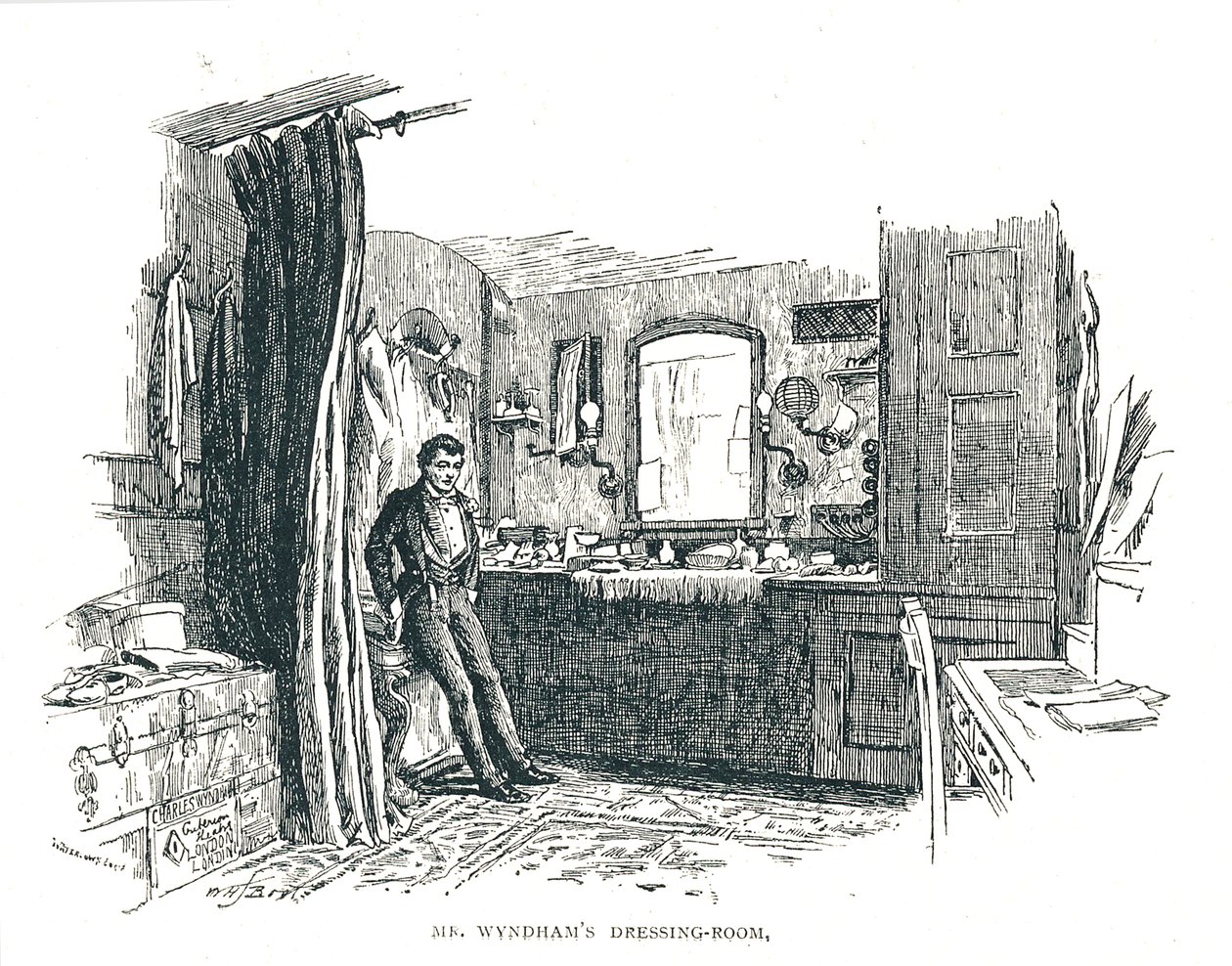 Charles Wyndham omklædningsrum med udsigt over Piccadilly på Criterion Theatre, 1891 af Unbekannt