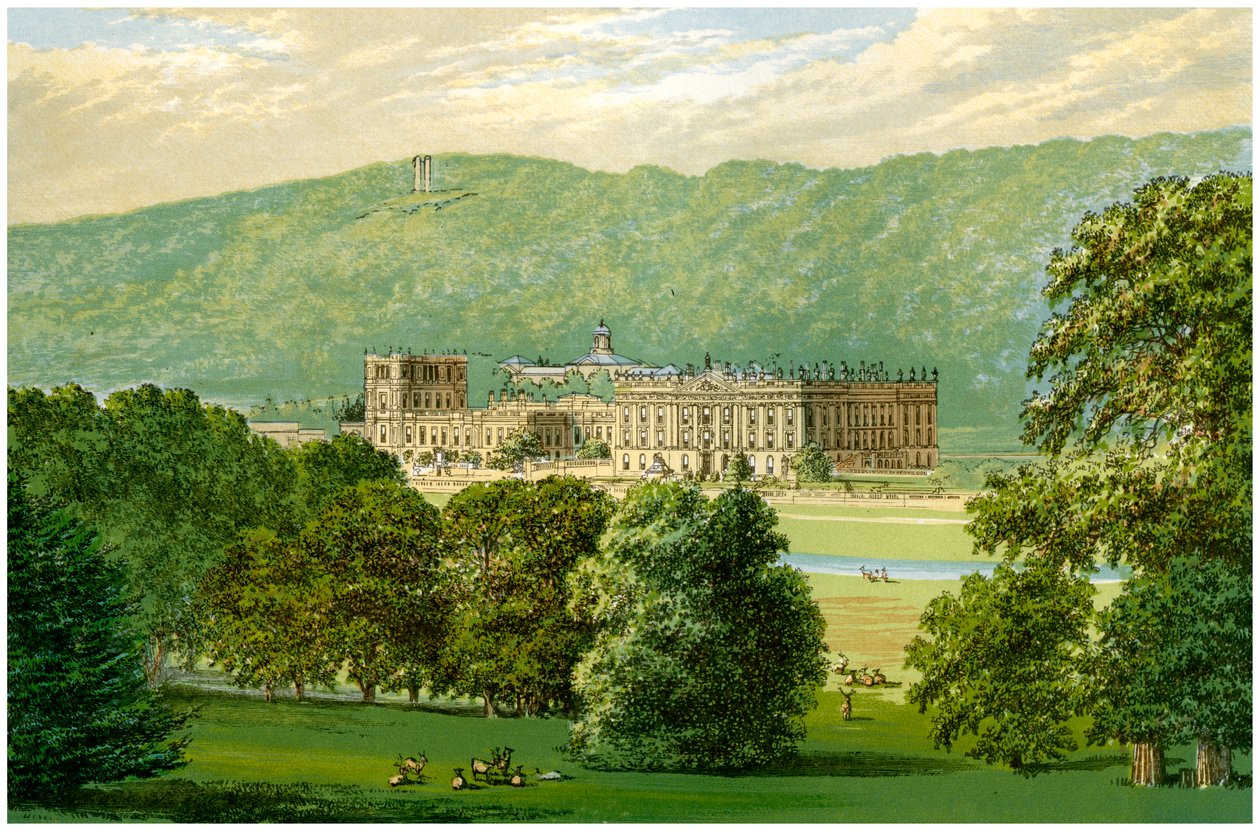 Chatsworth House, Derbyshire, hjemsted for hertugen af Devonshire, c1880 af Unbekannt