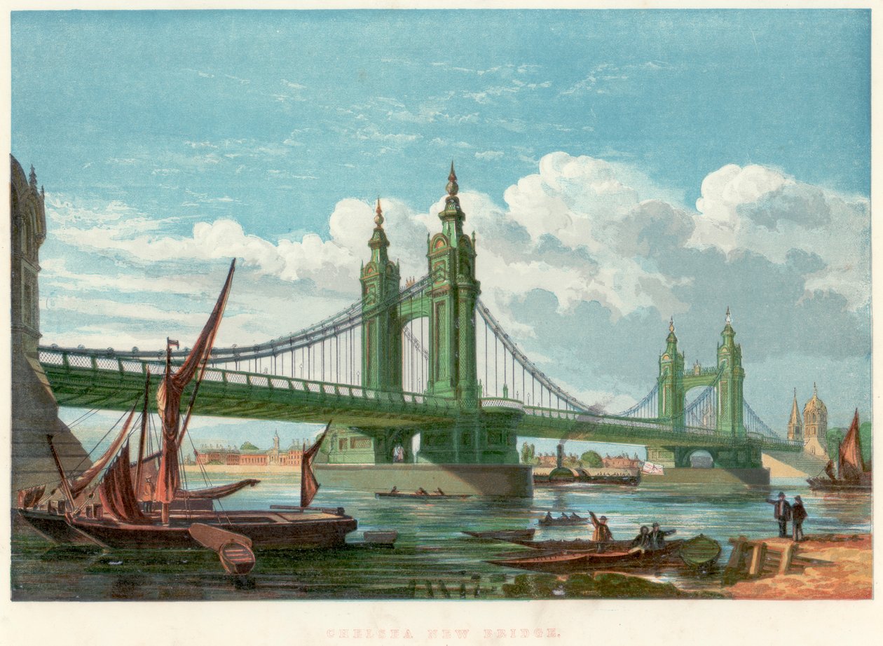 Chelsea Bridge, London, 1858 af Unbekannt