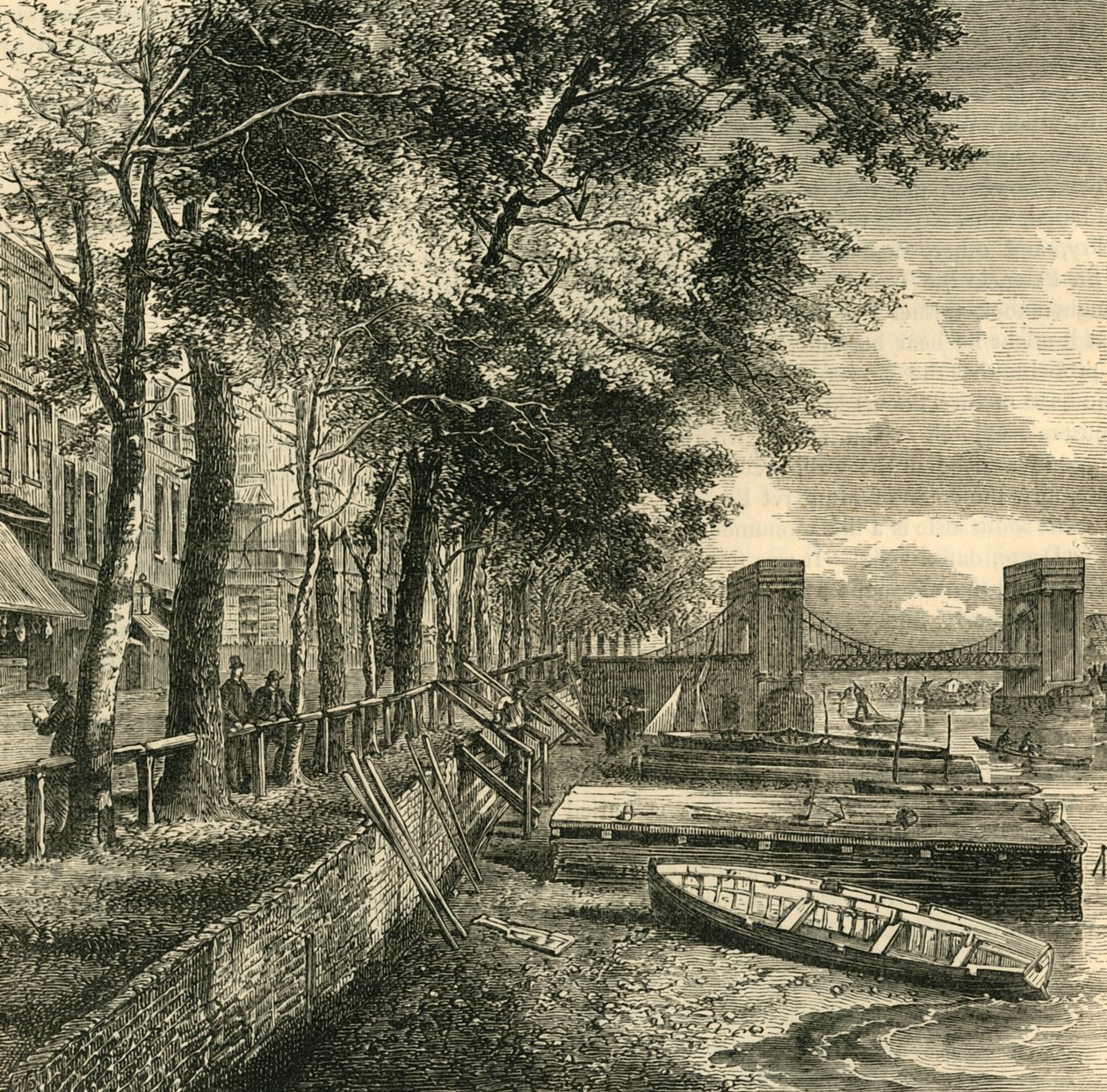 Cheyne Walk og Cadogan Pier, c1876. af Unbekannt