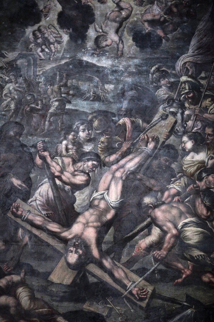 Chiesa della Grazia, Galatina, Apulien Maleri, der forestiller Sankt Peters korsfæstelse, Galatina, Italien af Unbekannt
