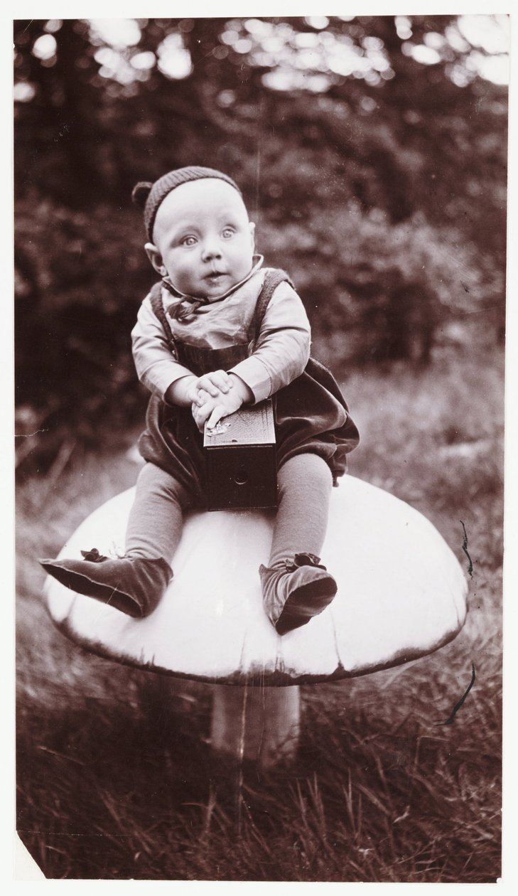 Barn med et Brownie-kamera, ca 1900 Et snapshot-fotografi af en lille dreng klædt ud som en Brownie, taget af George Alfred Wyatt (1870-1922) af Unbekannt
