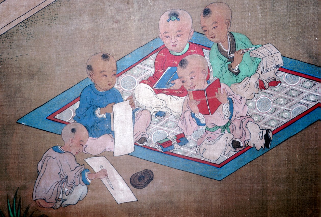 Børn i leg, japansk maleri, 1700-tallet af Unbekannt