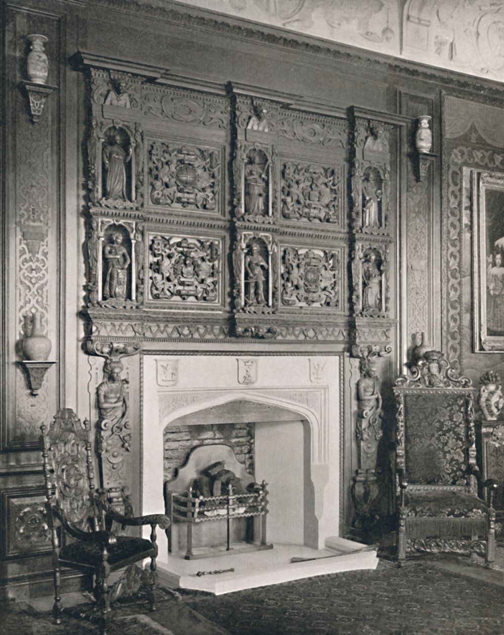 Skorstensstykke i King William Drawing Room, Castle Ashby, 1927 af Unbekannt