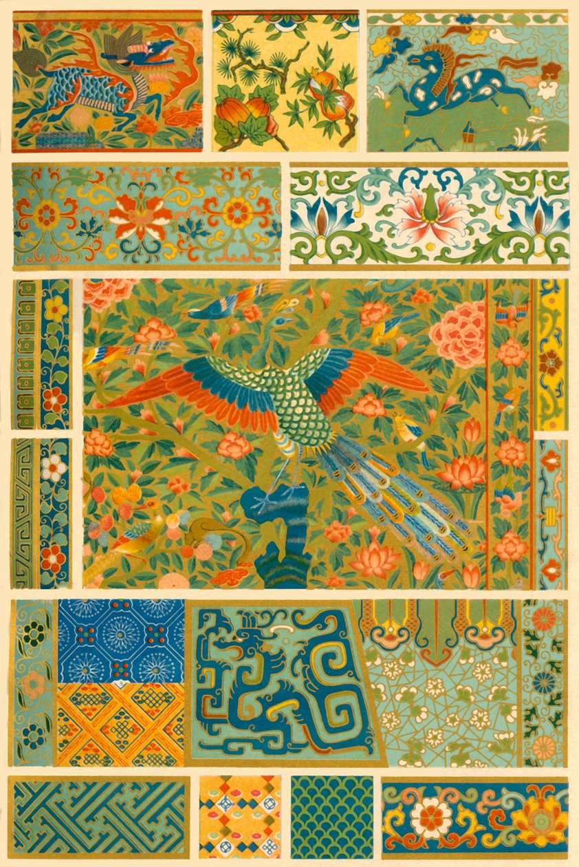 Kinesisk maleri, vævning, broderi og cloisonné, 1898. af Unbekannt