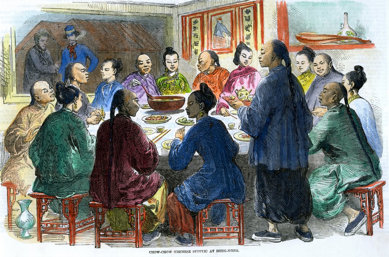 Chow-chow kinesisk aftensmad i Hong Kong, c1875 af Unbekannt