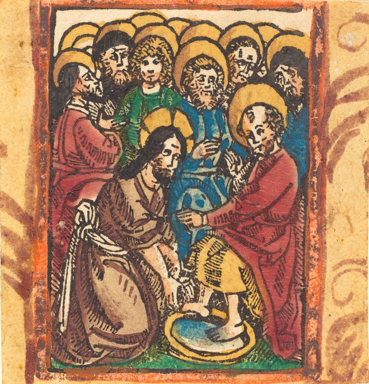 Kristus vasker apostlenes fødder, ca. 14901500. af Unbekannt