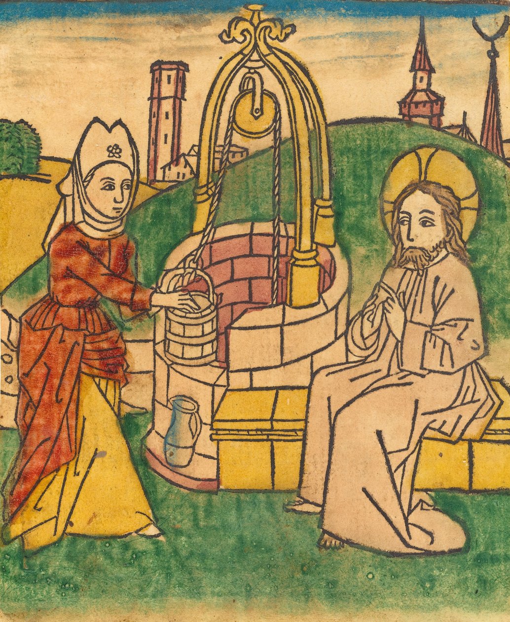 Kristus og Samarias kvinde, sandsynligvis 1485. af Unbekannt