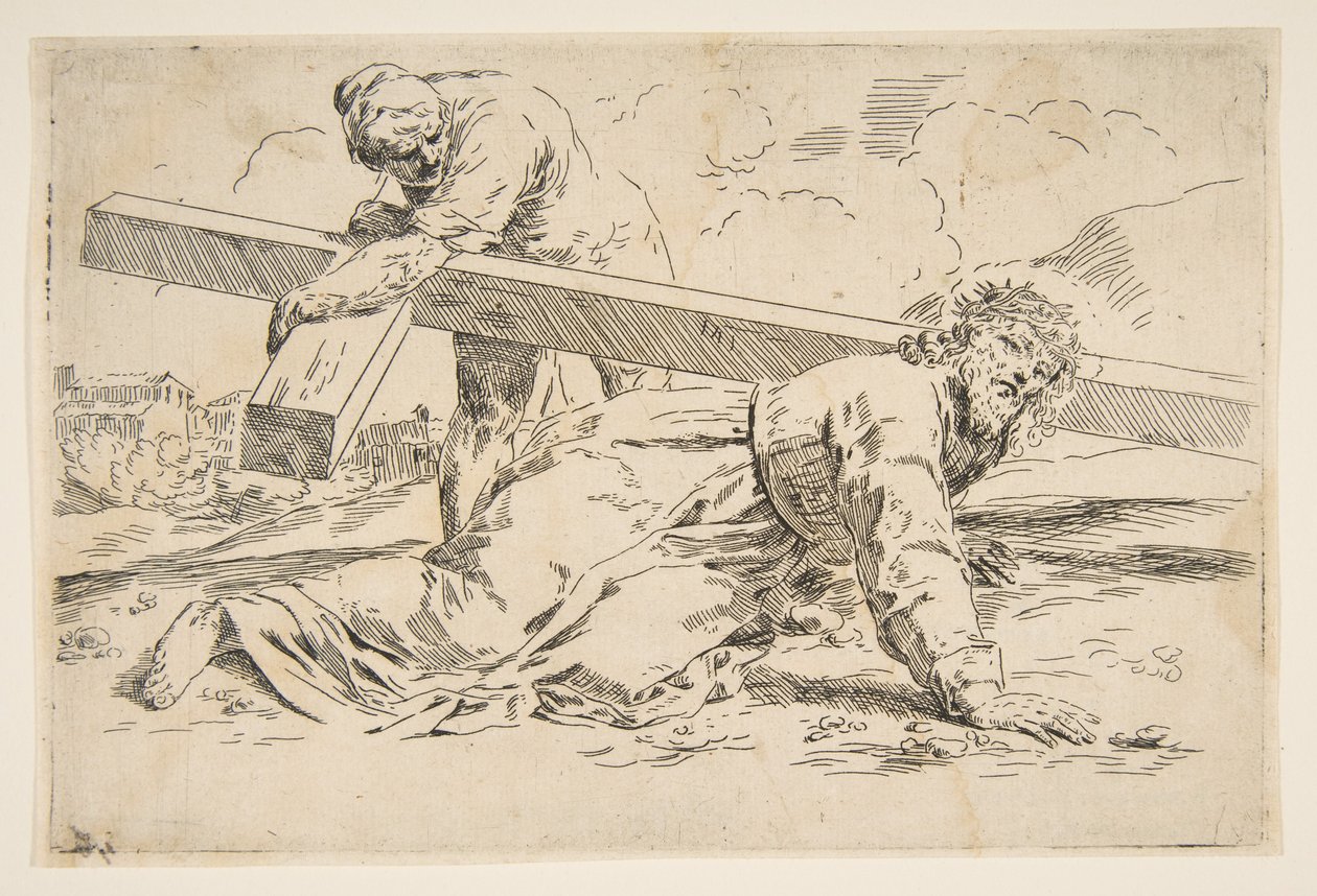 Kristus bærer korset på ryggen, kopi efter Cantarini, ca. 1637-1639 eller senere. af Unbekannt