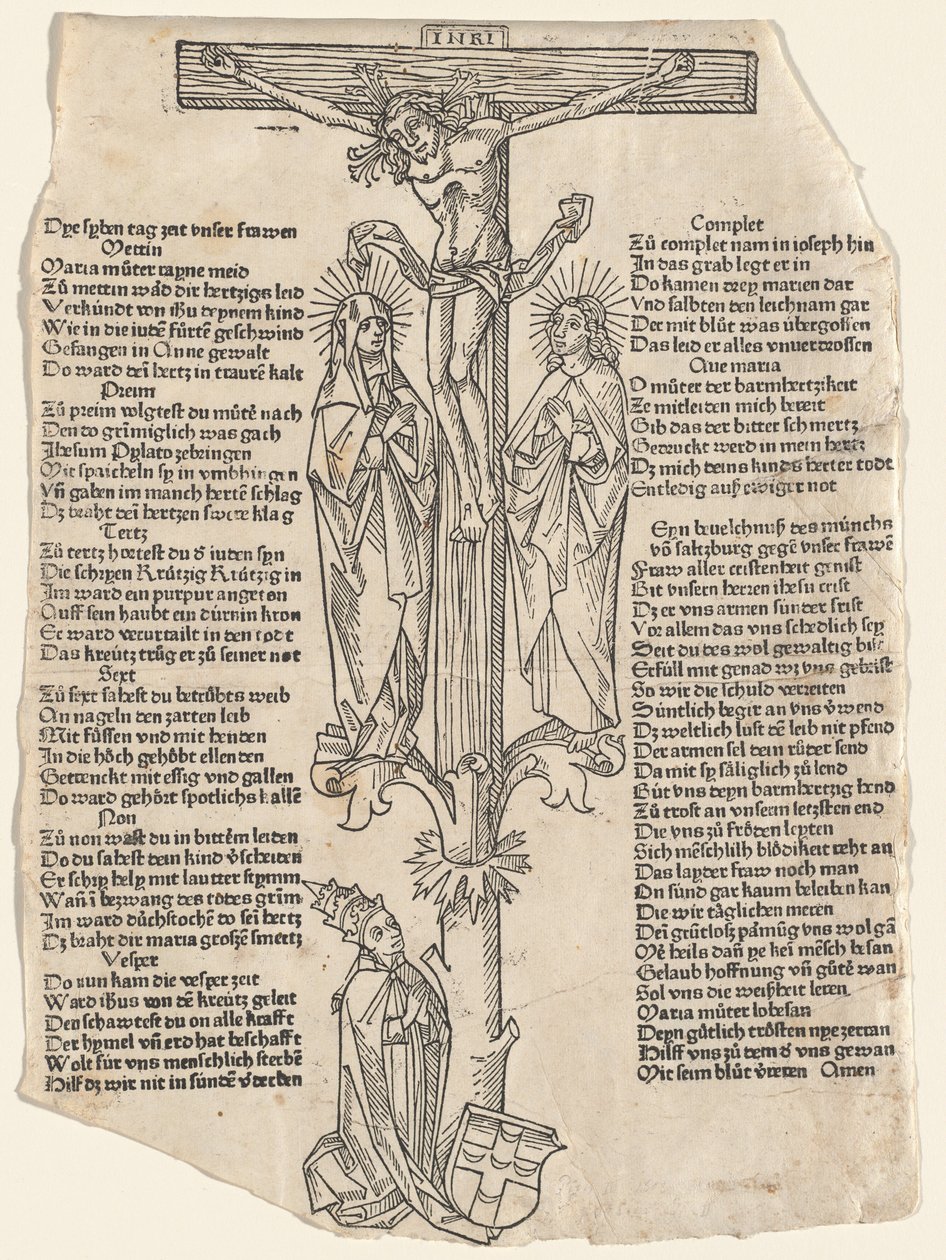 Kristus på korset med pave Pius II, ca. 1475. af Unbekannt
