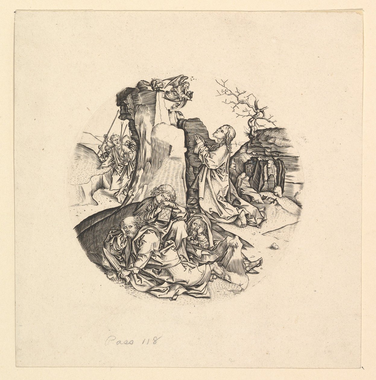 Kristus på Oliebjerget kopi i rundel, ca. 1435-1491. af Unbekannt