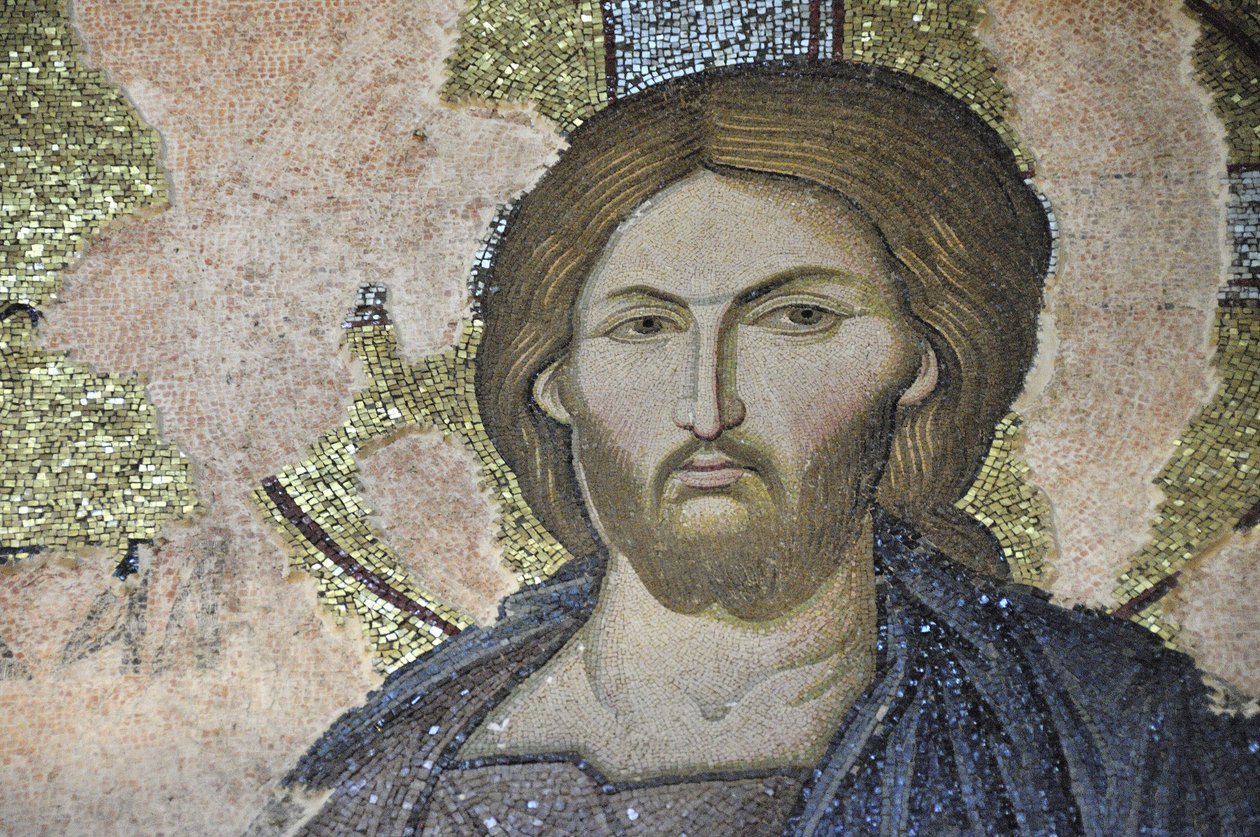 Kristus pantokrator (i herlighed) fresko af Sankt Frelser fra det 11. århundrede i Chora kirke (Kariye Camii), Istanbul, Tyrkiet af Unbekannt