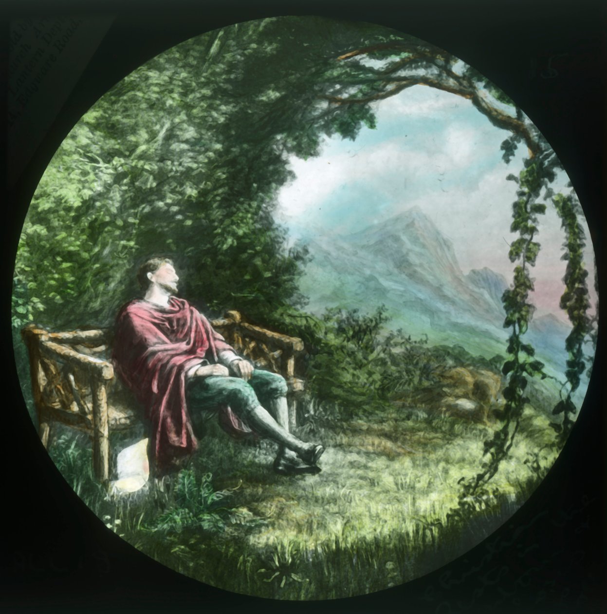 Christian hviler i lysthuset og mister sin rulle, c1910. af Unbekannt