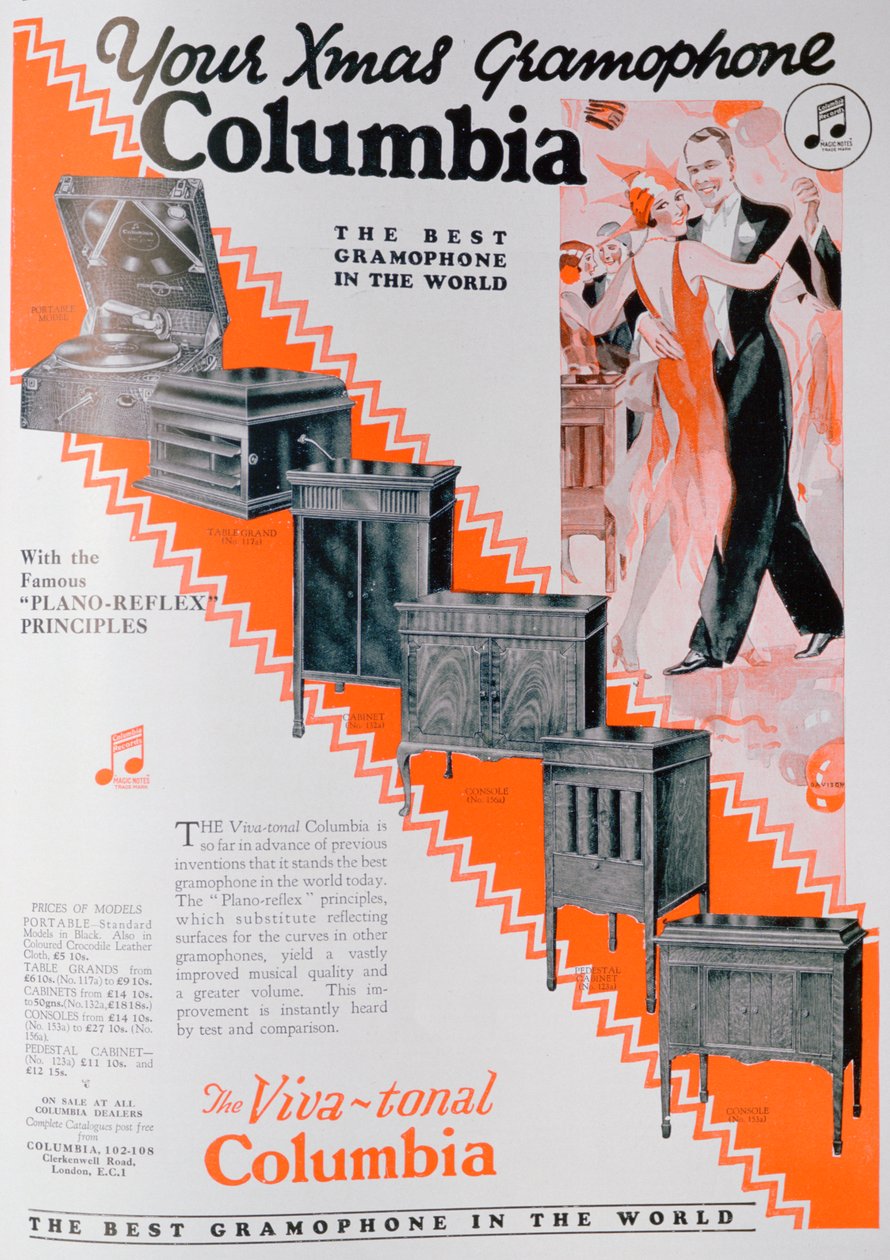 Juleannonce for Columbia Grammofoner, 1929 af Unbekannt