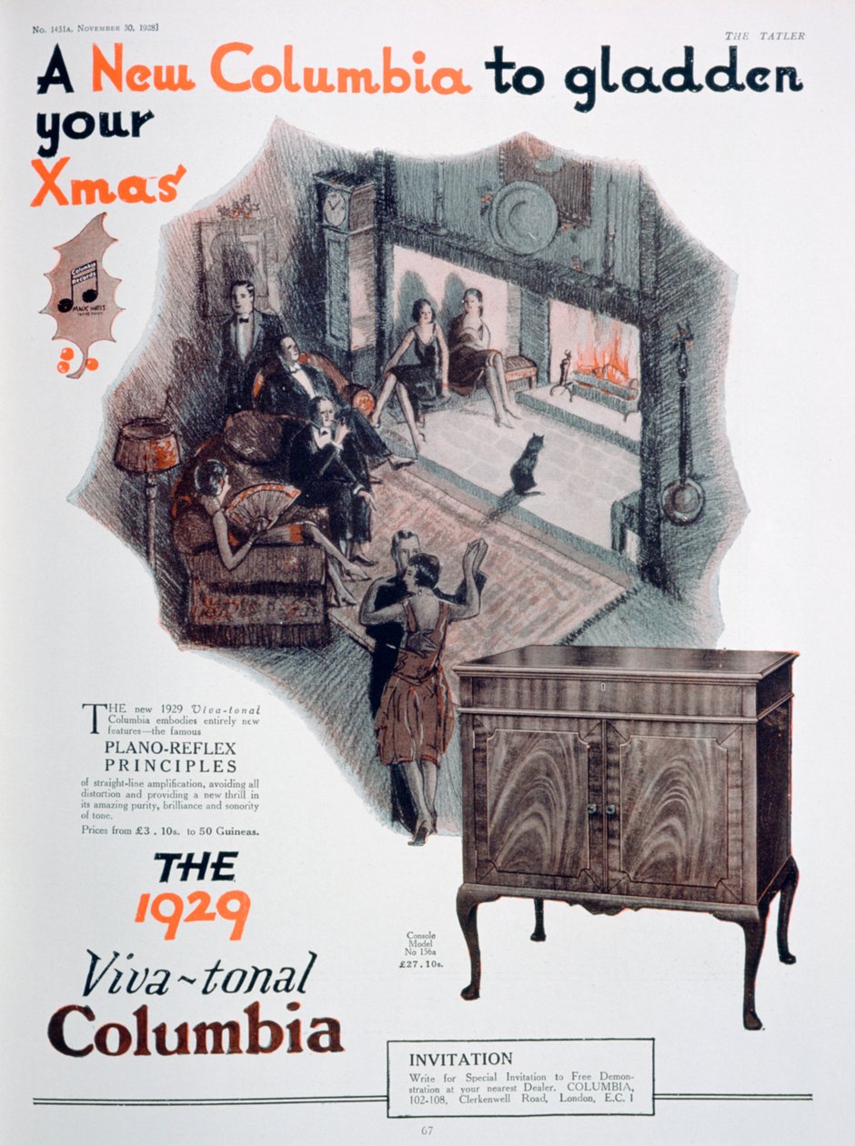 Juleannonce for Columbia grammofoner, 1928 af Unbekannt