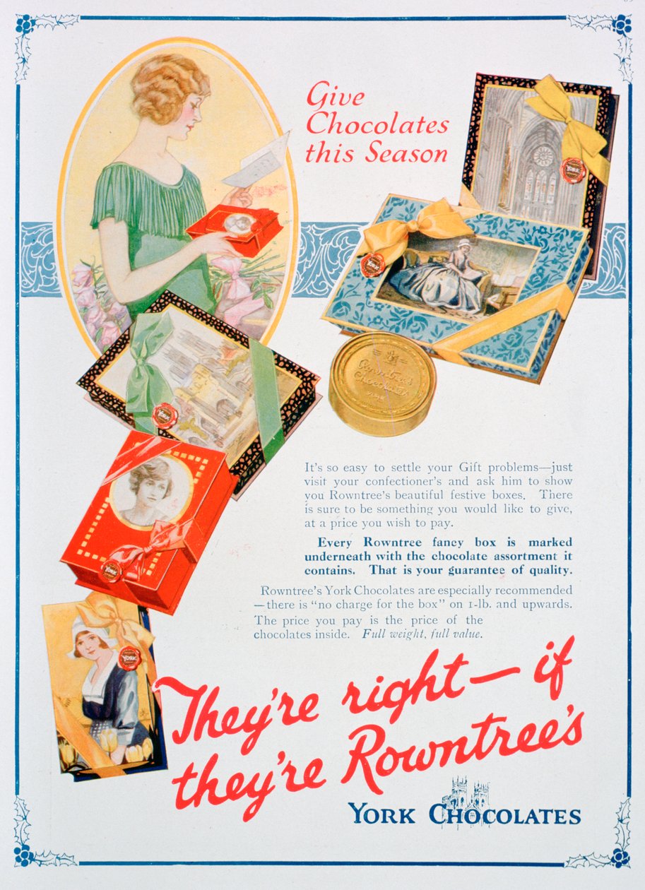 Juleannonce for Rowntrees York Chocolates, 1924 af Unbekannt