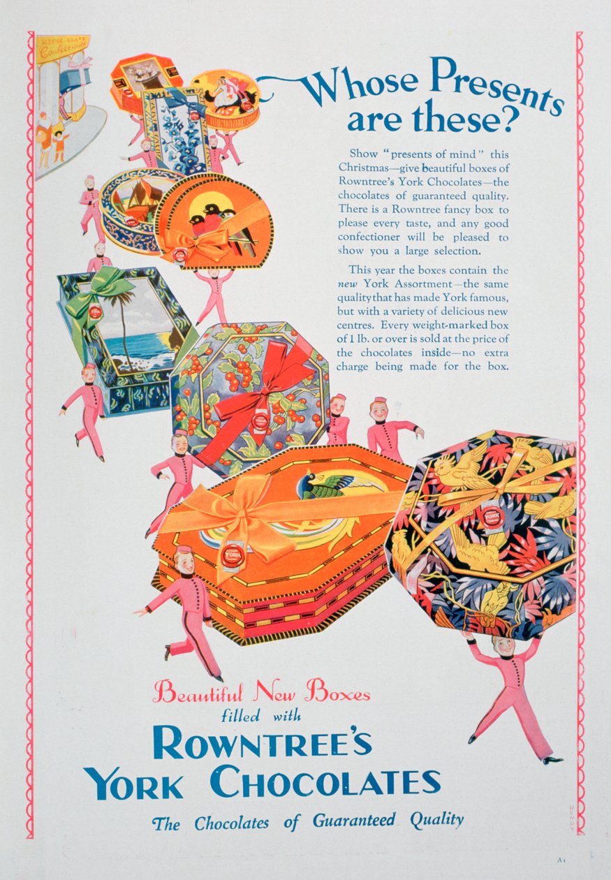 Juleannonce for Rowntrees York Chocolates, 1928 af Unbekannt