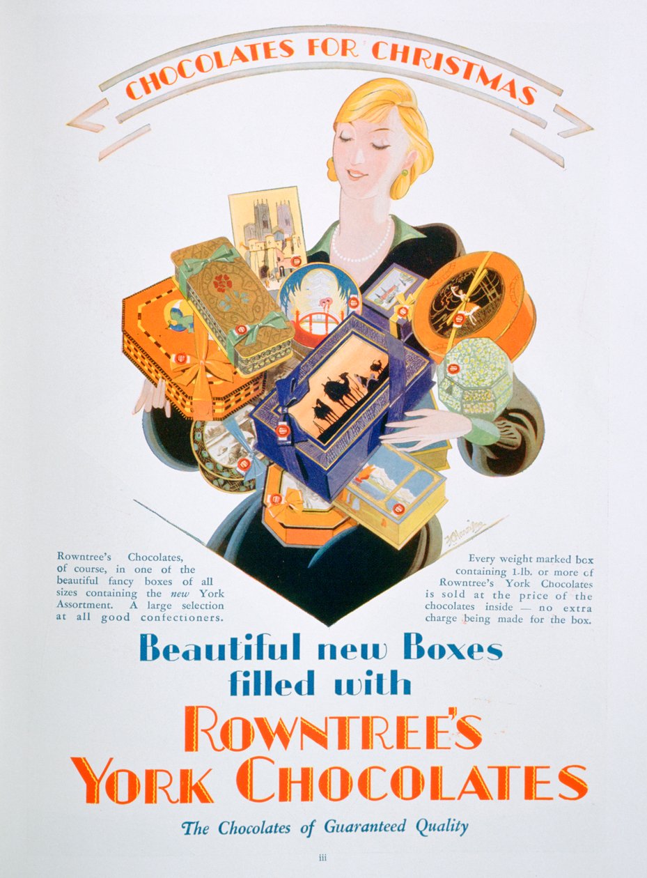 Juleannonce for Rowntrees York Chocolates, 1928 af Unbekannt