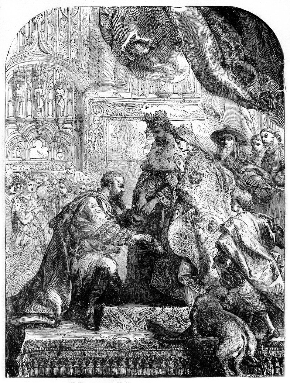 Christopher Columbus blev modtaget af Ferdinand og Isabella i Barcelona, c1490