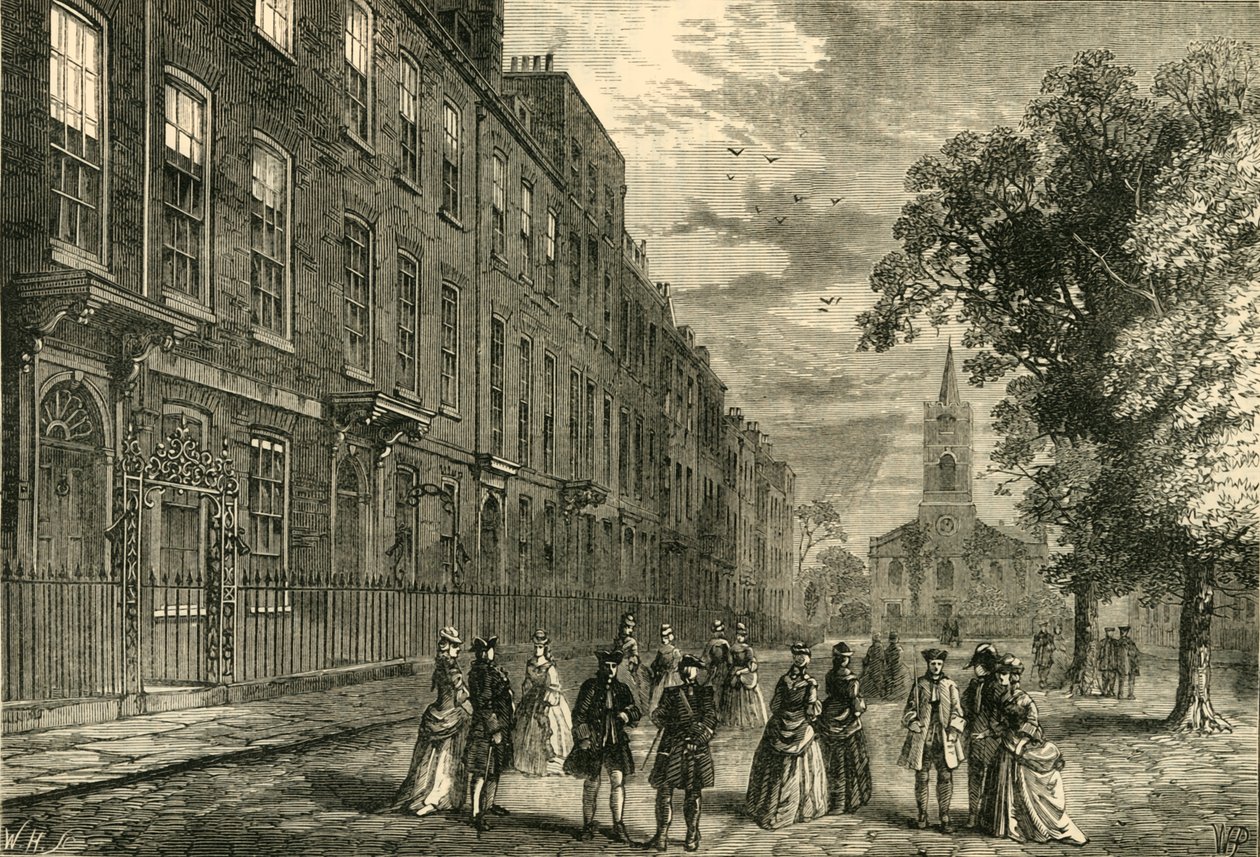 Church Row, Hampstead, i 1750, c1876. af Unbekannt