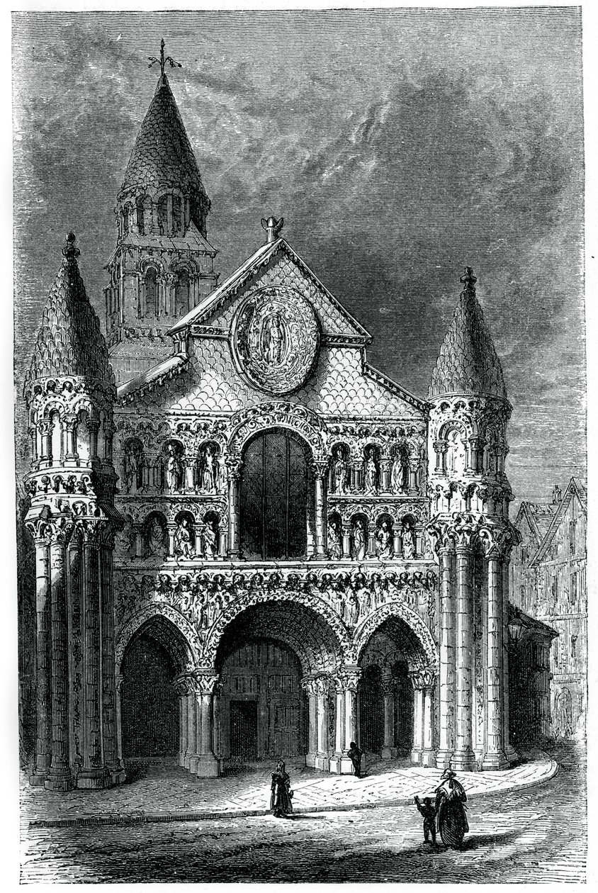 Notre Dame de la Grande-kirken, Poitiers, Frankrig, 12. århundrede, 1870 af Unbekannt