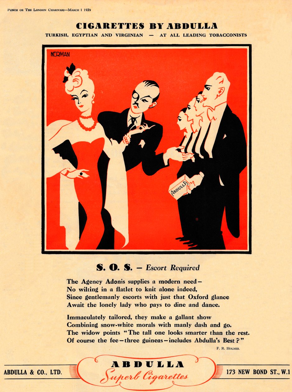 Cigaretter af Abdulla - S.O.S. - Escort påkrævet, 1939 af Unbekannt