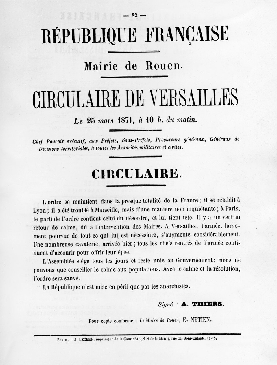 Circulaire de Versailles, fra franske politiske plakater af Pariserkommunen, maj 1871 af Unbekannt