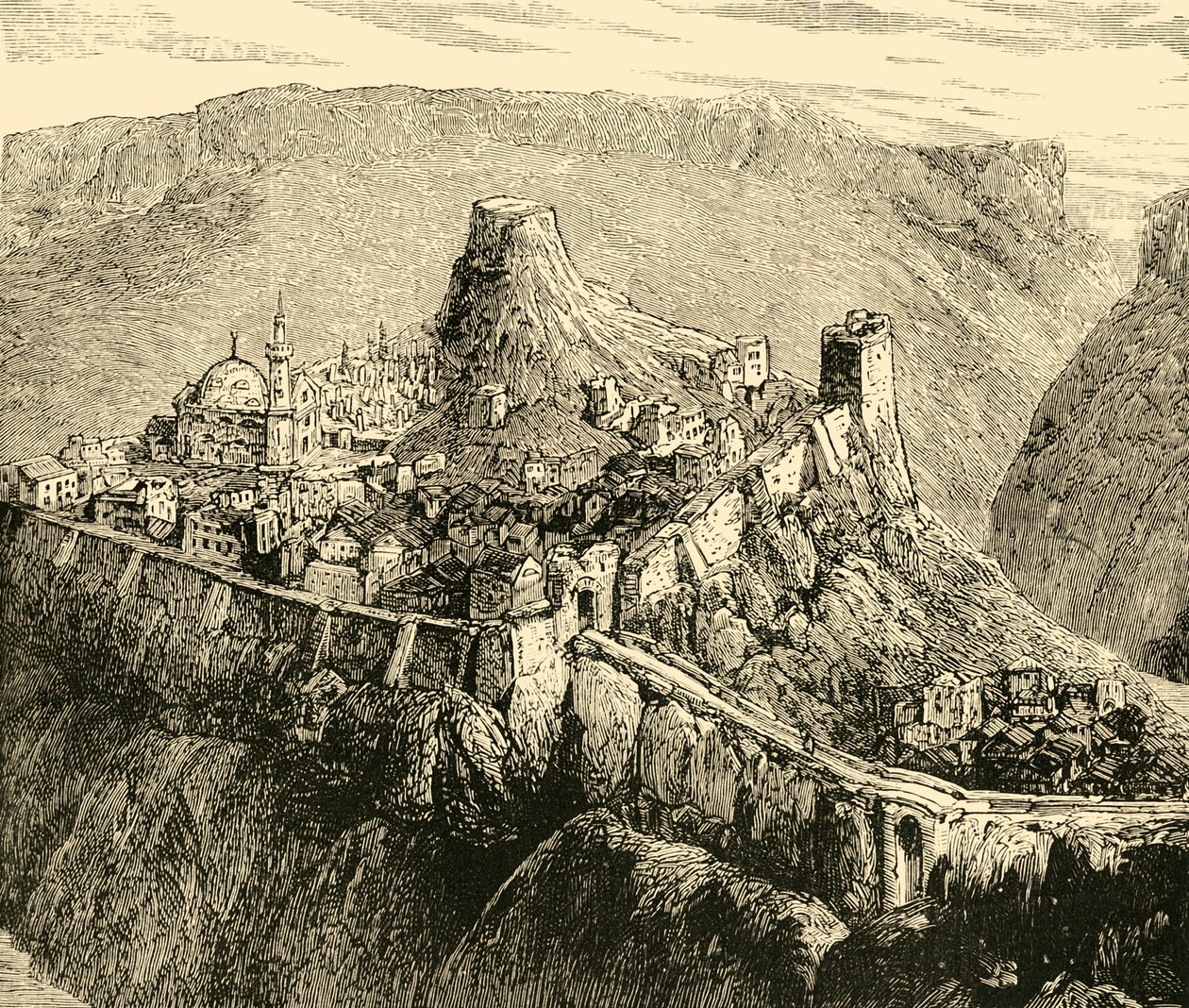 Citadel og palads for de gamle konger af Bulgarien i Tirnova, 1890. af Unbekannt
