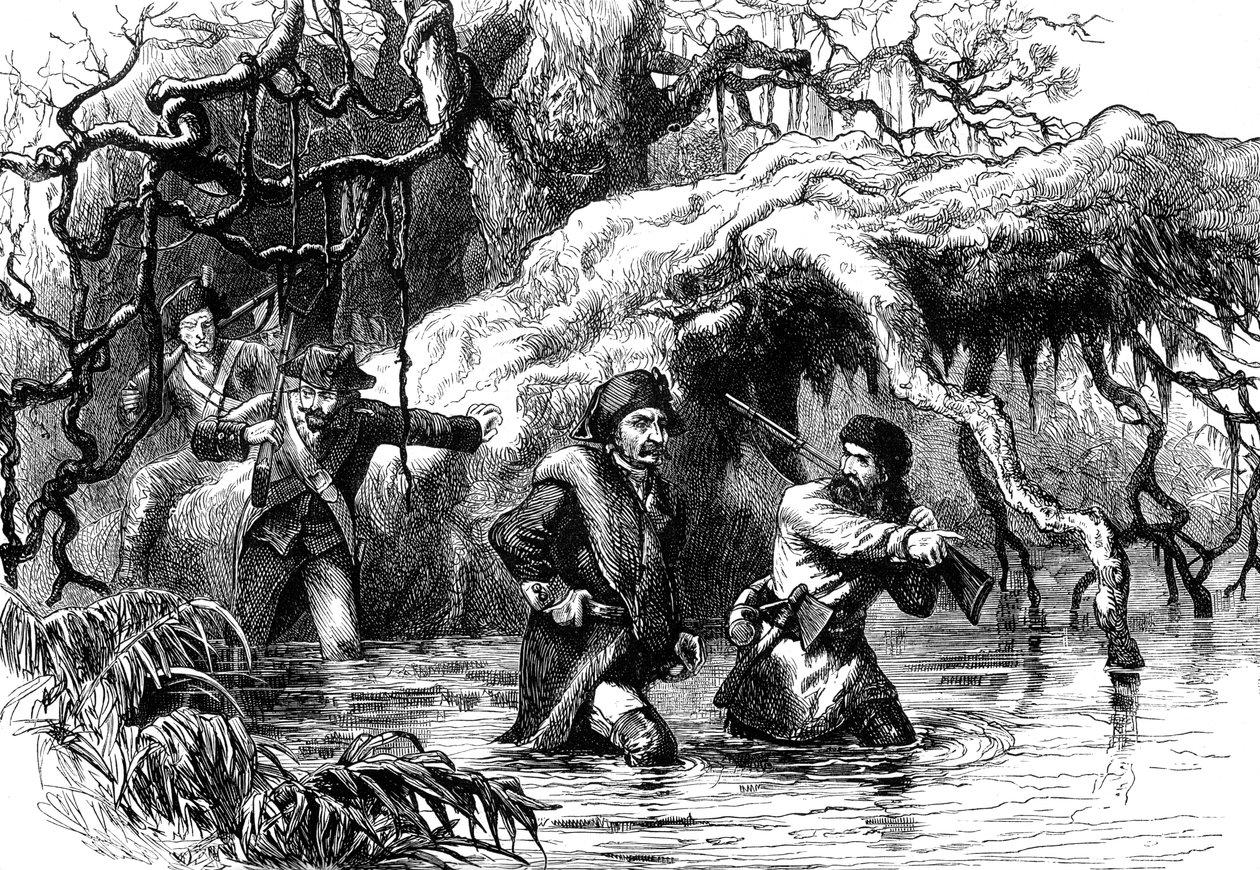 Clark og hans soldater krydser Wabash, c1778-1779 c1880 af Unbekannt