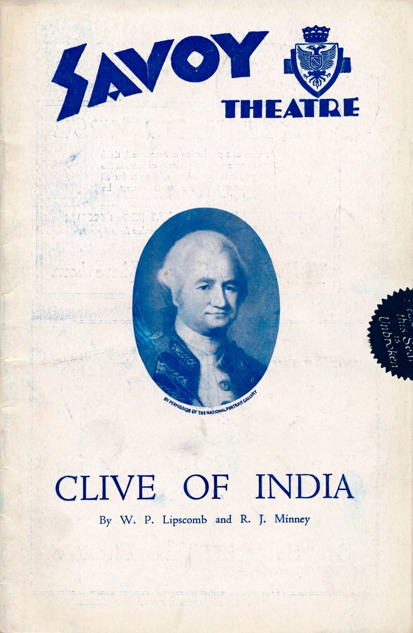 Clive of India-program for Savoy Theatre, 1934 af Unbekannt