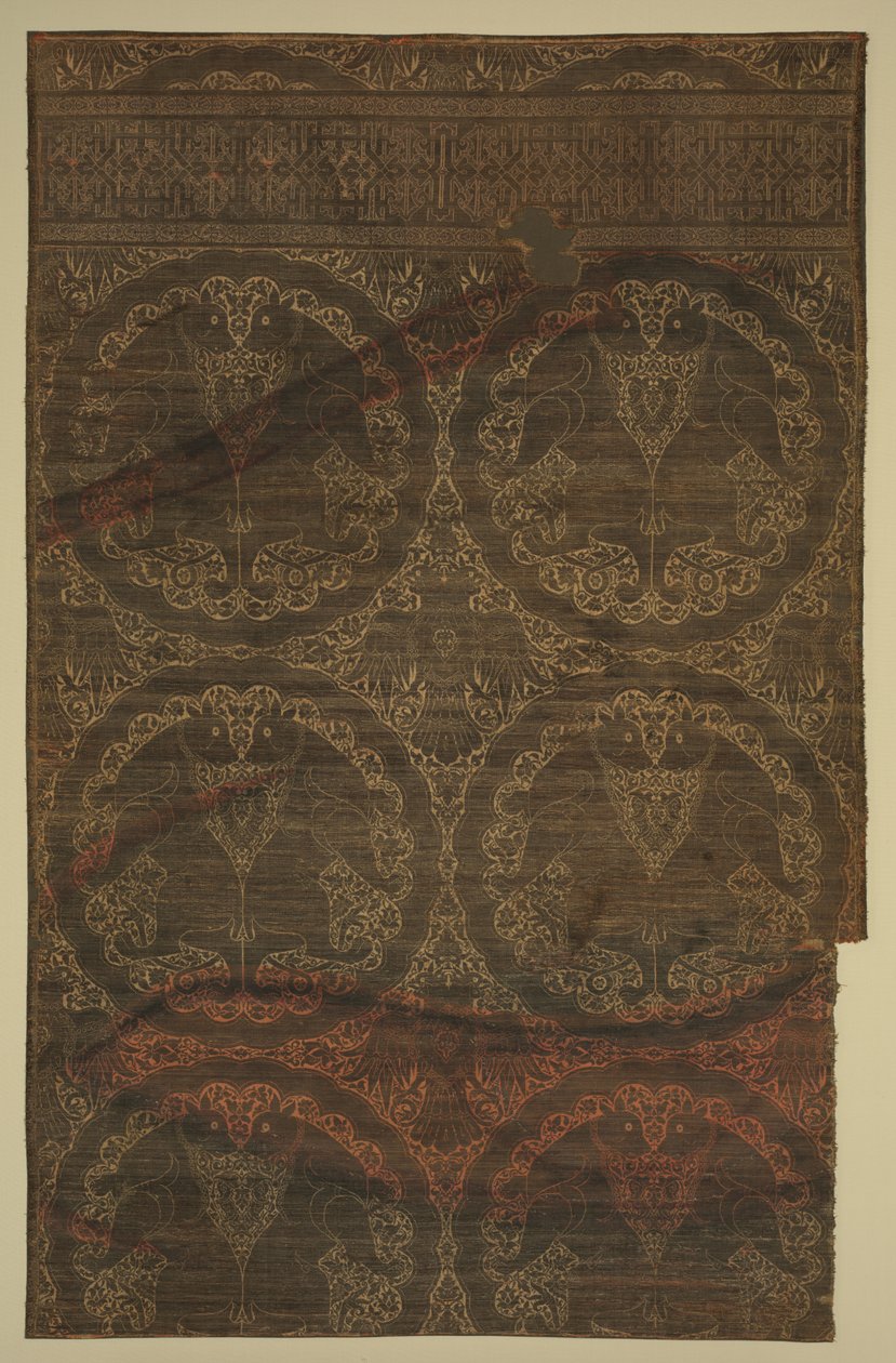 Guldklæde med kattedyr og ørne, 1225-1275. af Unbekannt