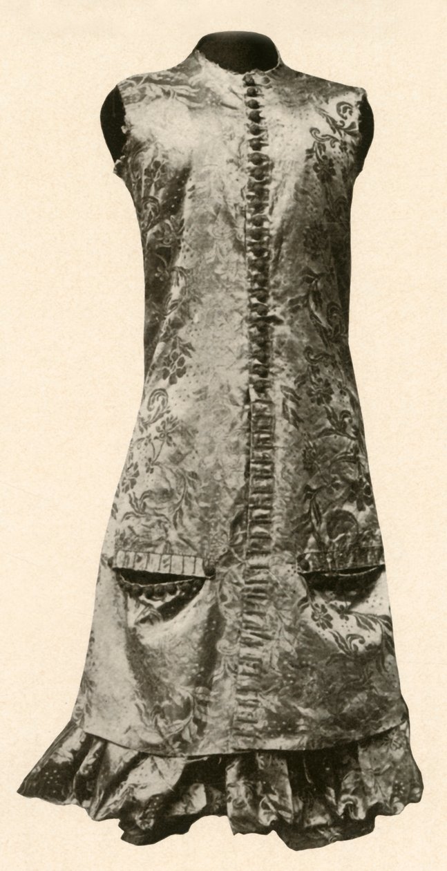 Frakke og helbukser af mørkerød blomstret silke, 1681, 1937. af Unbekannt