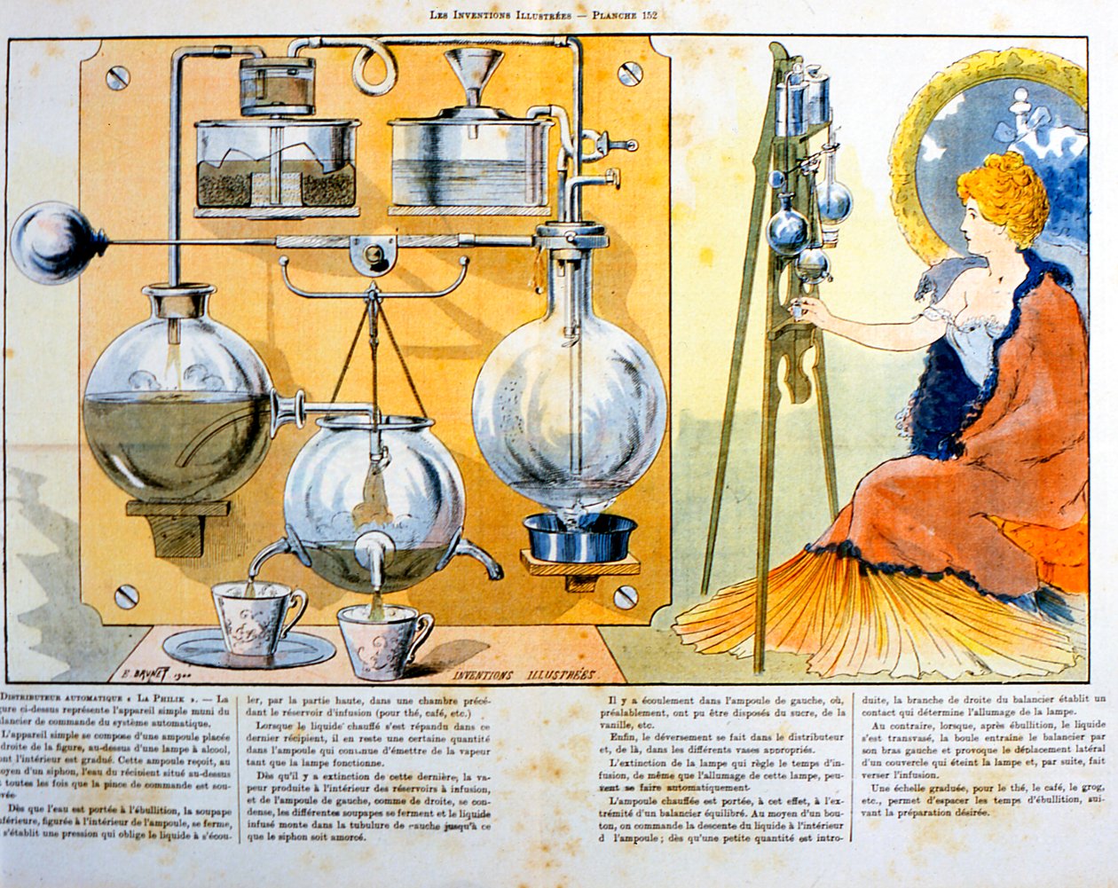 Kaffe- eller temaskine opvarmet af en lille spirituslampe, 1900 af Unbekannt