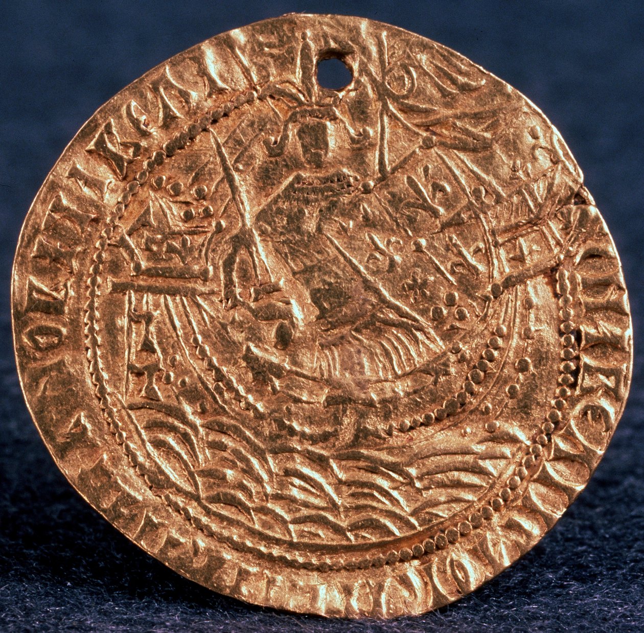 Mønt Korabelnik af zar Ivan III, bagside: lineal på sit skib, 1471-1490 af Unbekannt