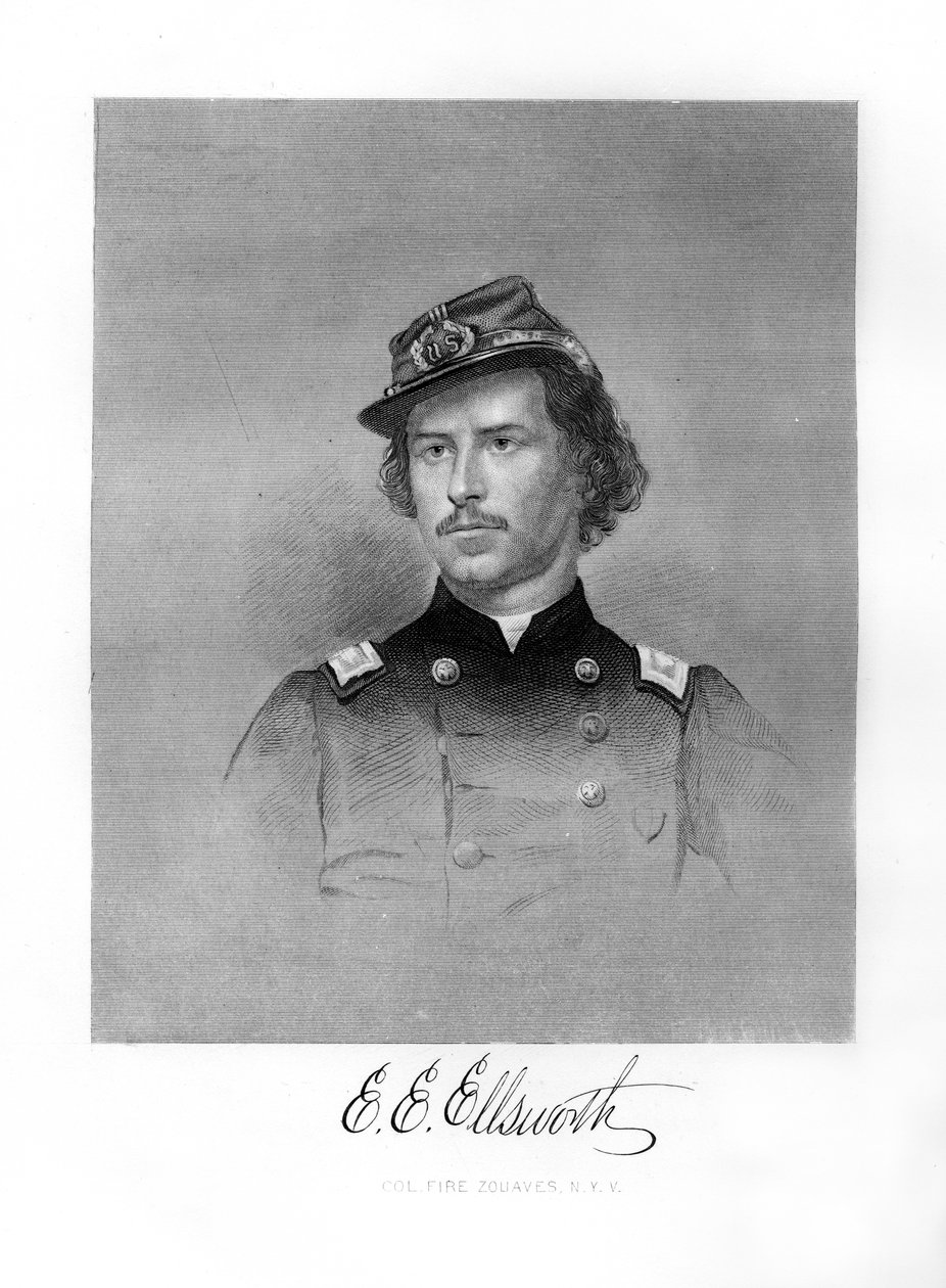 Oberst Ephraim Elmer Ellsworth, amerikansk soldat, 1872 af Unbekannt