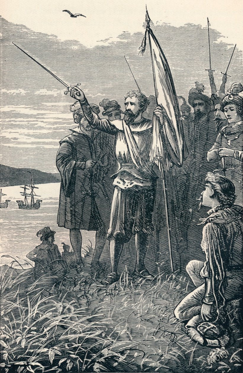 Columbus tager San Salvador i besiddelse for Spanien, 1904 af Unbekannt