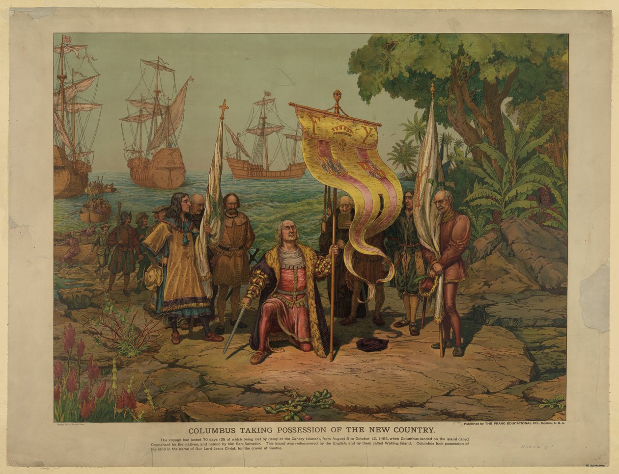 Columbus tager det nye land i besiddelse, 1893 af Unbekannt