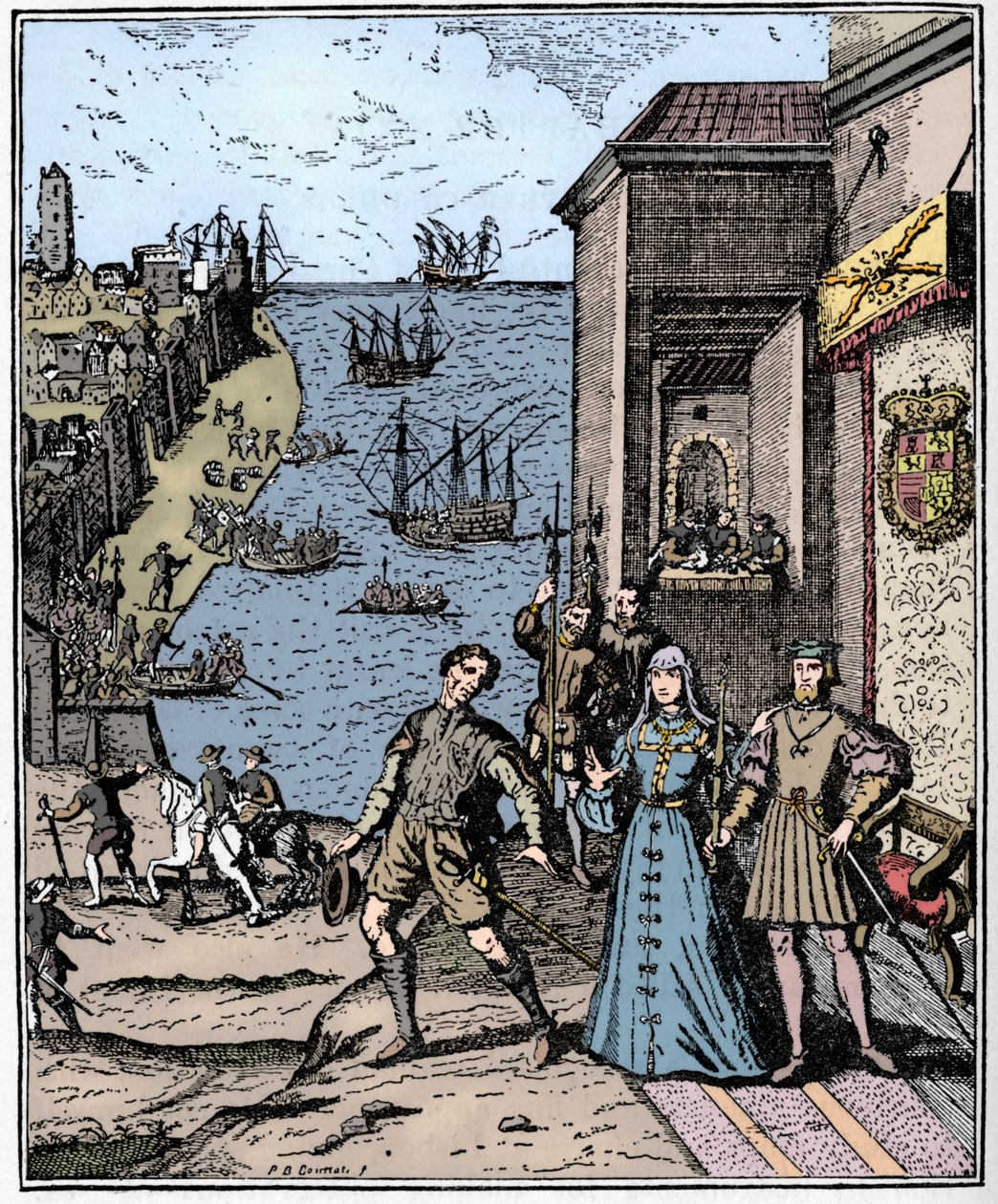 Columbus med Ferdinand og Isabella, 3. august 1492, 1912 af Unbekannt
