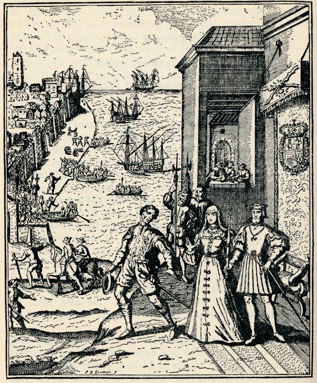 Columbus med Ferdinand og Isabella, 3. august 1492, 1912 af Unbekannt